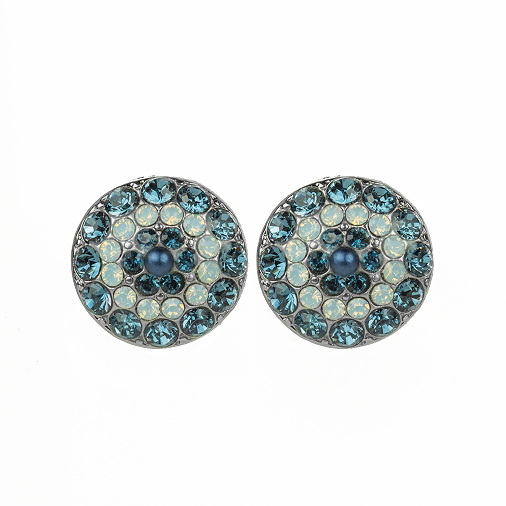 Mariana Antique Silver Pave Crystal Post Earrings in "Mood Indigo"