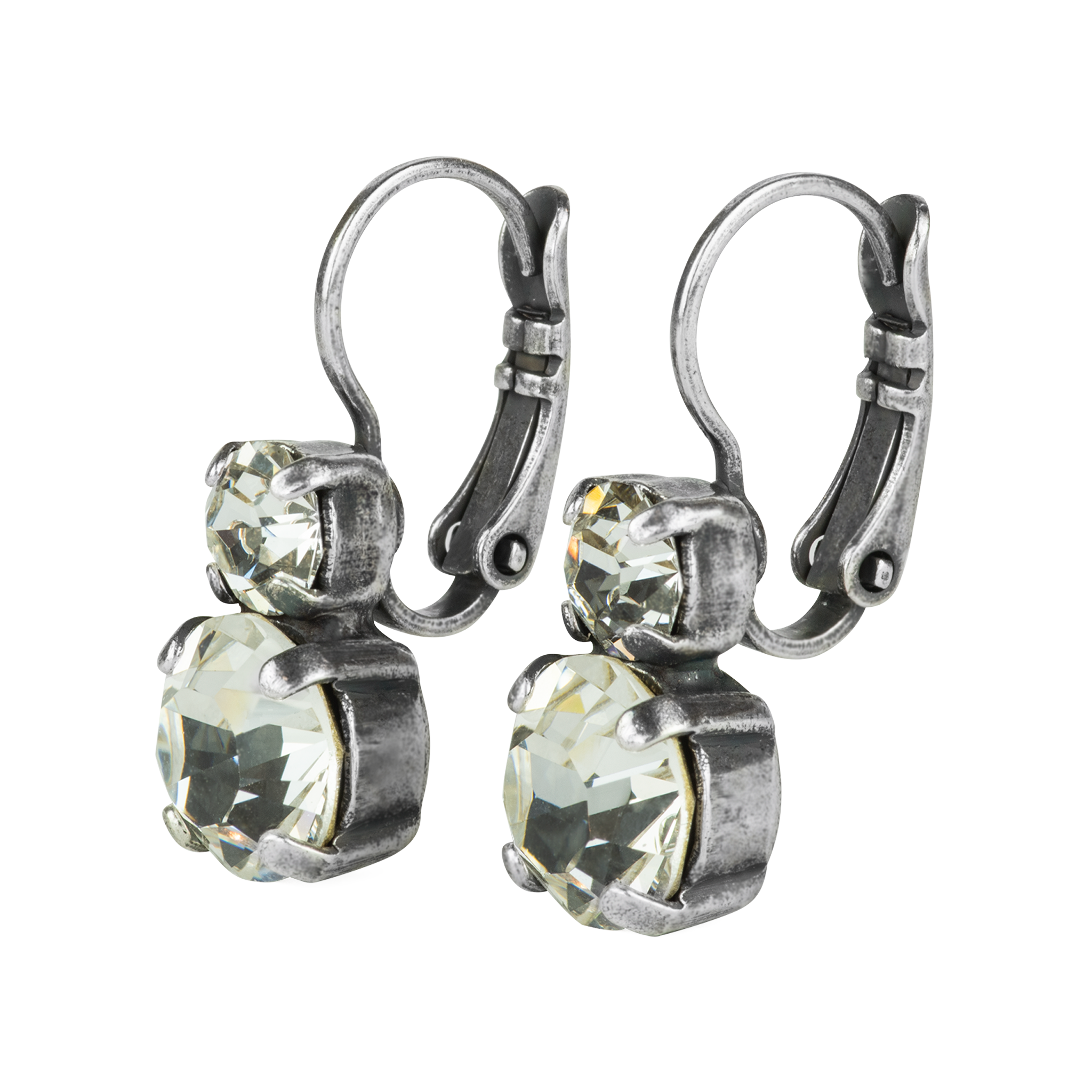 Mariana Silver Must-Have Double Stone Crystal Leverback Earrings in “On A Clear Day"