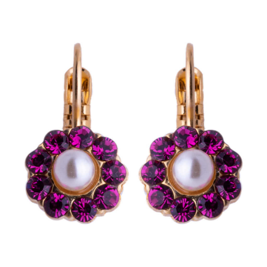 Mariana Rose Gold Must-Have Flower Crystal Leverback Earrings in “Roxanne”