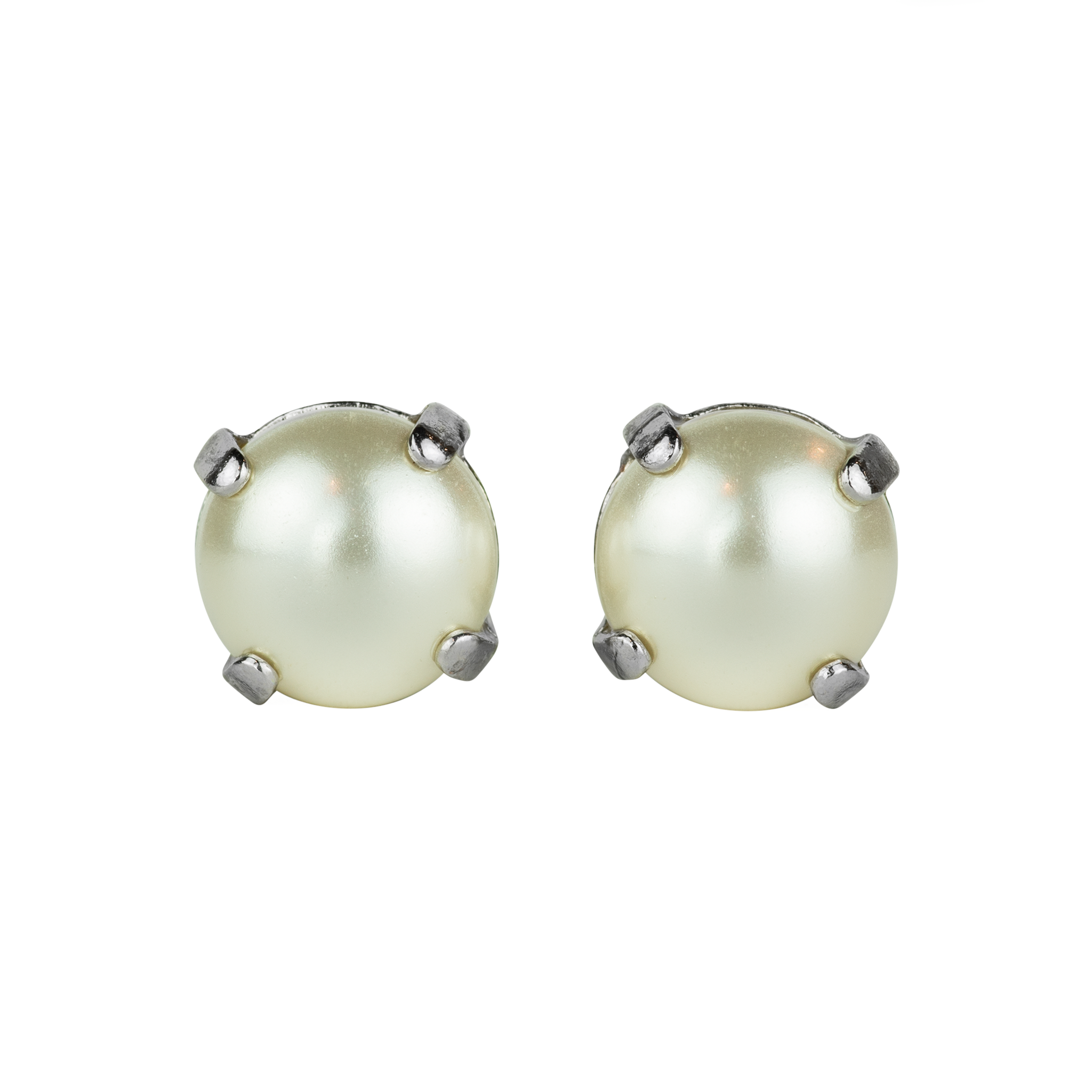 Mariana Rhodium Plated Must-Have Single Crystal Post Earrings in "Pearl"