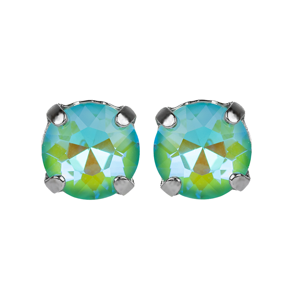 Mariana Rhodium Plated Must-Have Everyday Post Earrings in Sun-Kissed "Aqua"
