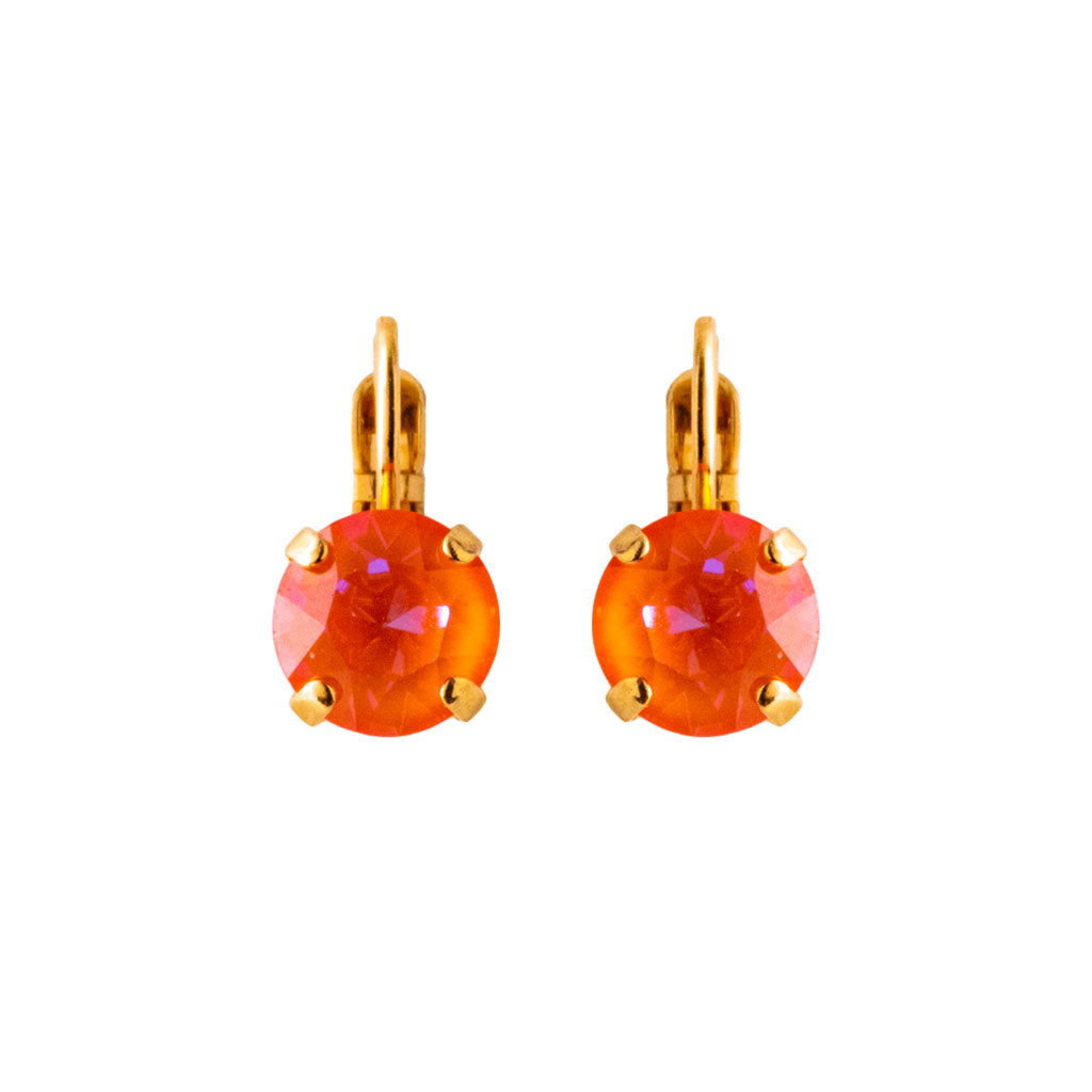 Mariana Rose Gold Single Stone Leverback Crystal Earrings in Sun-Kissed "Flame”