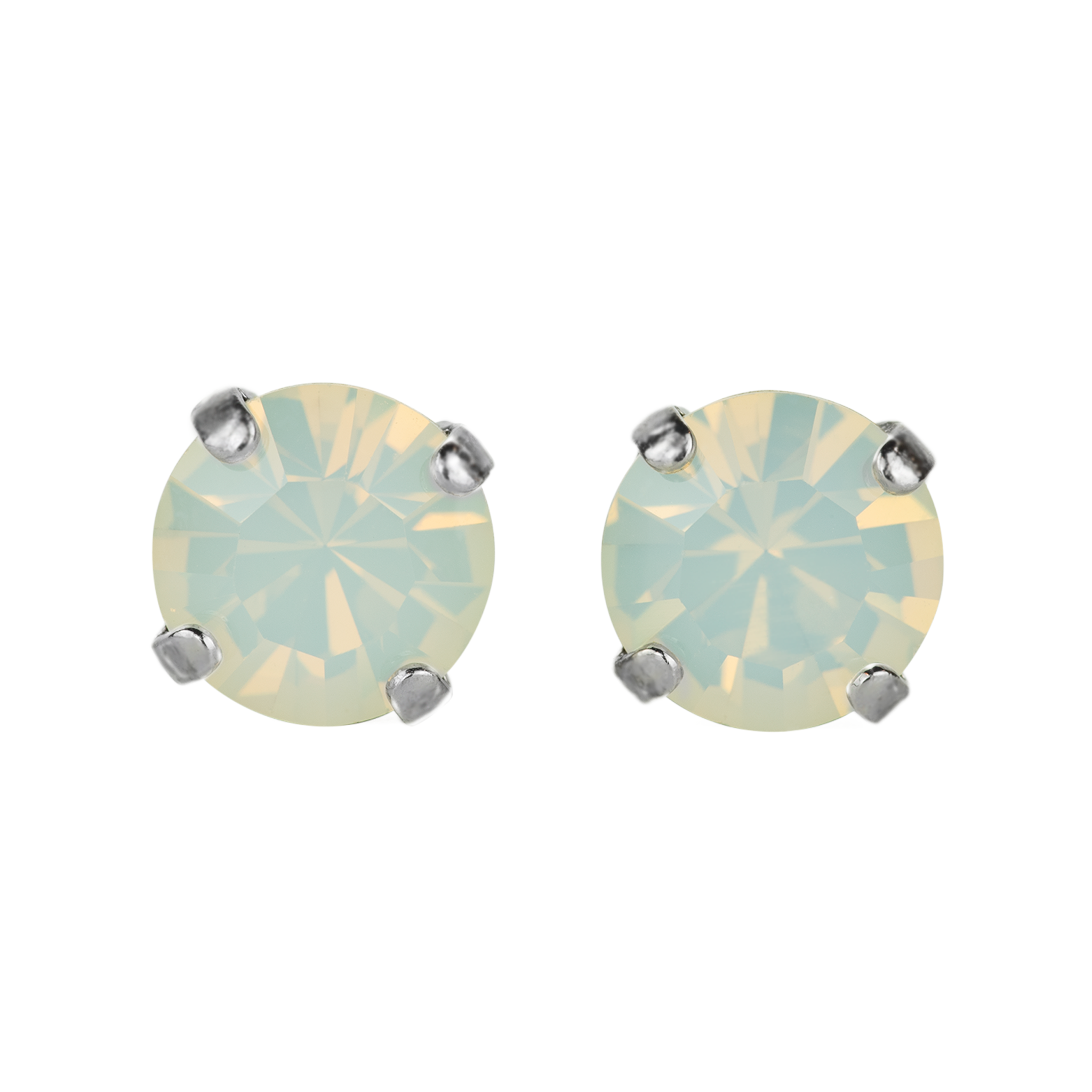 Mariana Yellow Gold Large Single Stone Post Earrings in "White Opal"