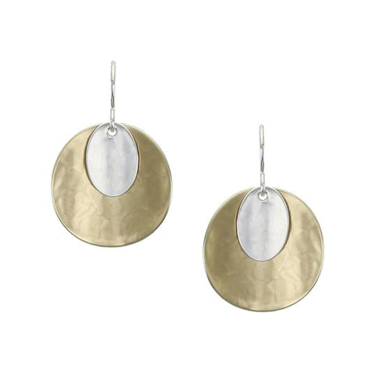 Marjorie Baer Curved Oval with Curved Disc Wire Earrings