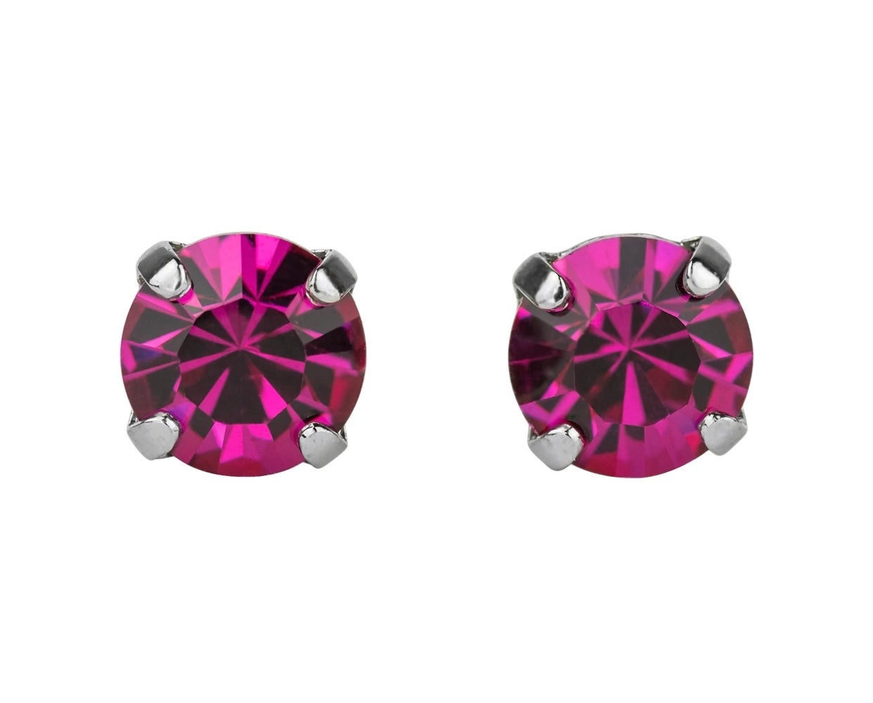 Mariana Antiqued Silver Plated Must-Have Crystal Post Earrings in "Fuchsia”