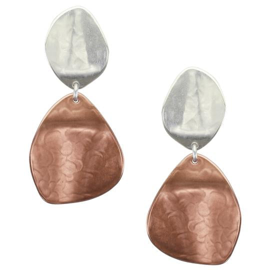 Marjorie Baer Large Copper & Silver Petal Clip Earrings