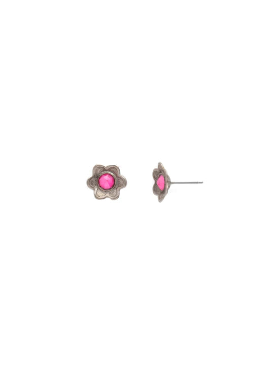 Sorrelli Ambrosia Pink and Silver Flower Stud Earrings