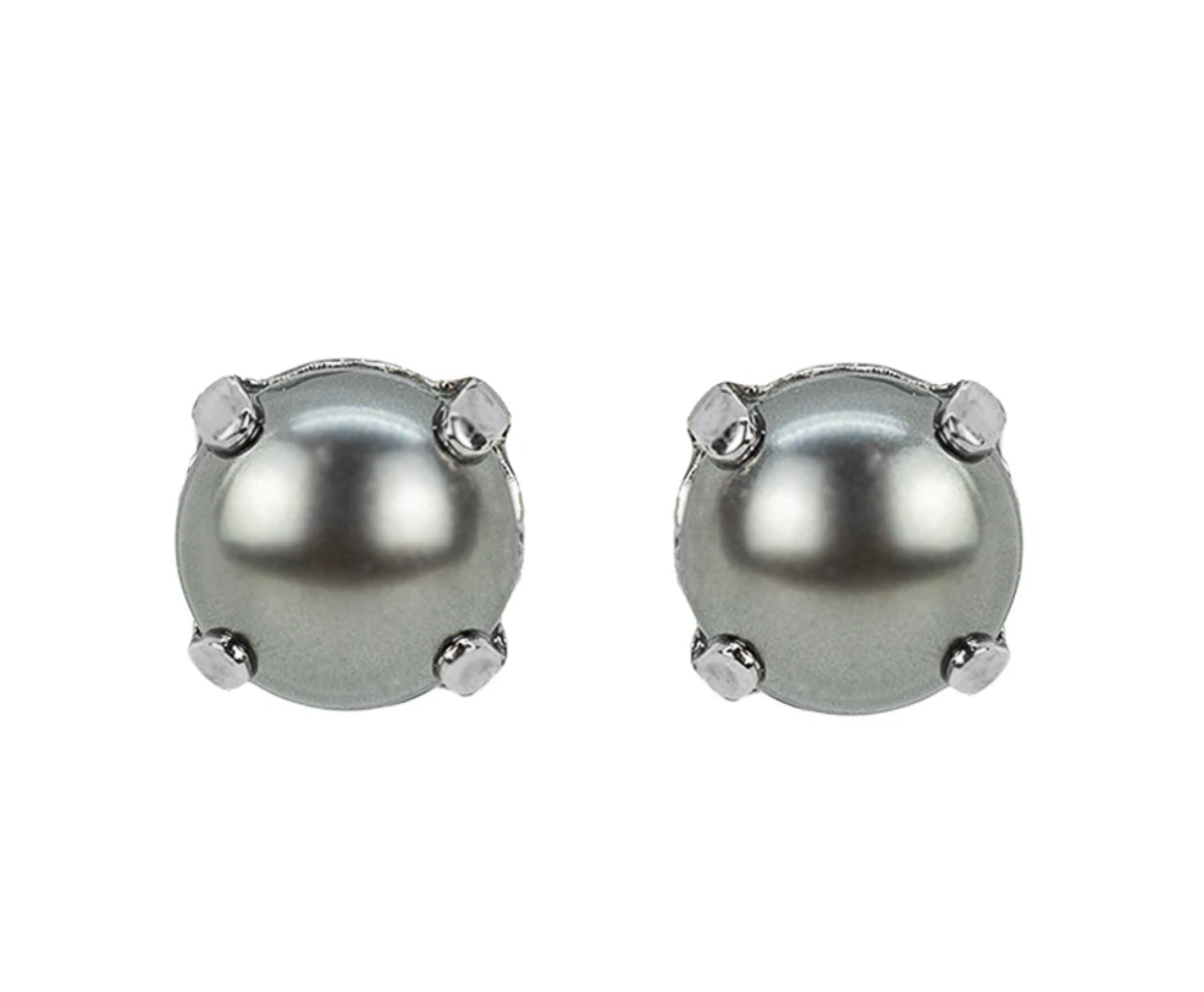 Mariana Rhodium Plated Must-Have Crystal Post Earrings in “Gray Pearl”