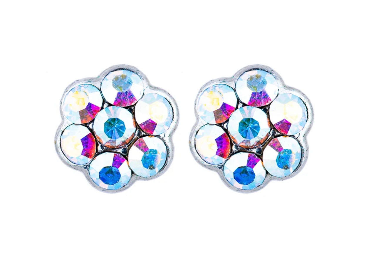 Mariana Silver Petite Crystal Flower Post Earrings in Clear AB