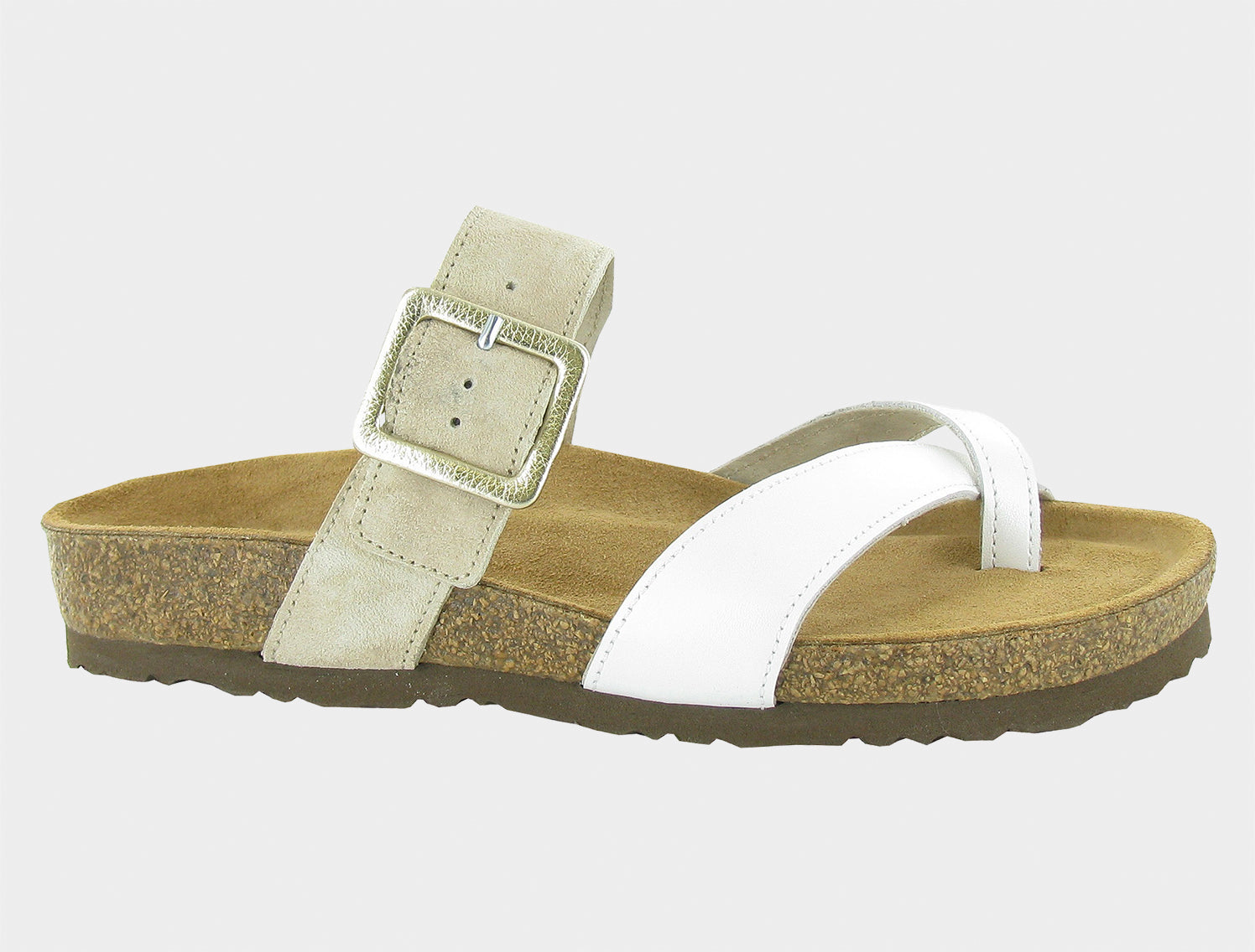 NAOT Fresno - White Pearl Leather/Sand Stone Suede