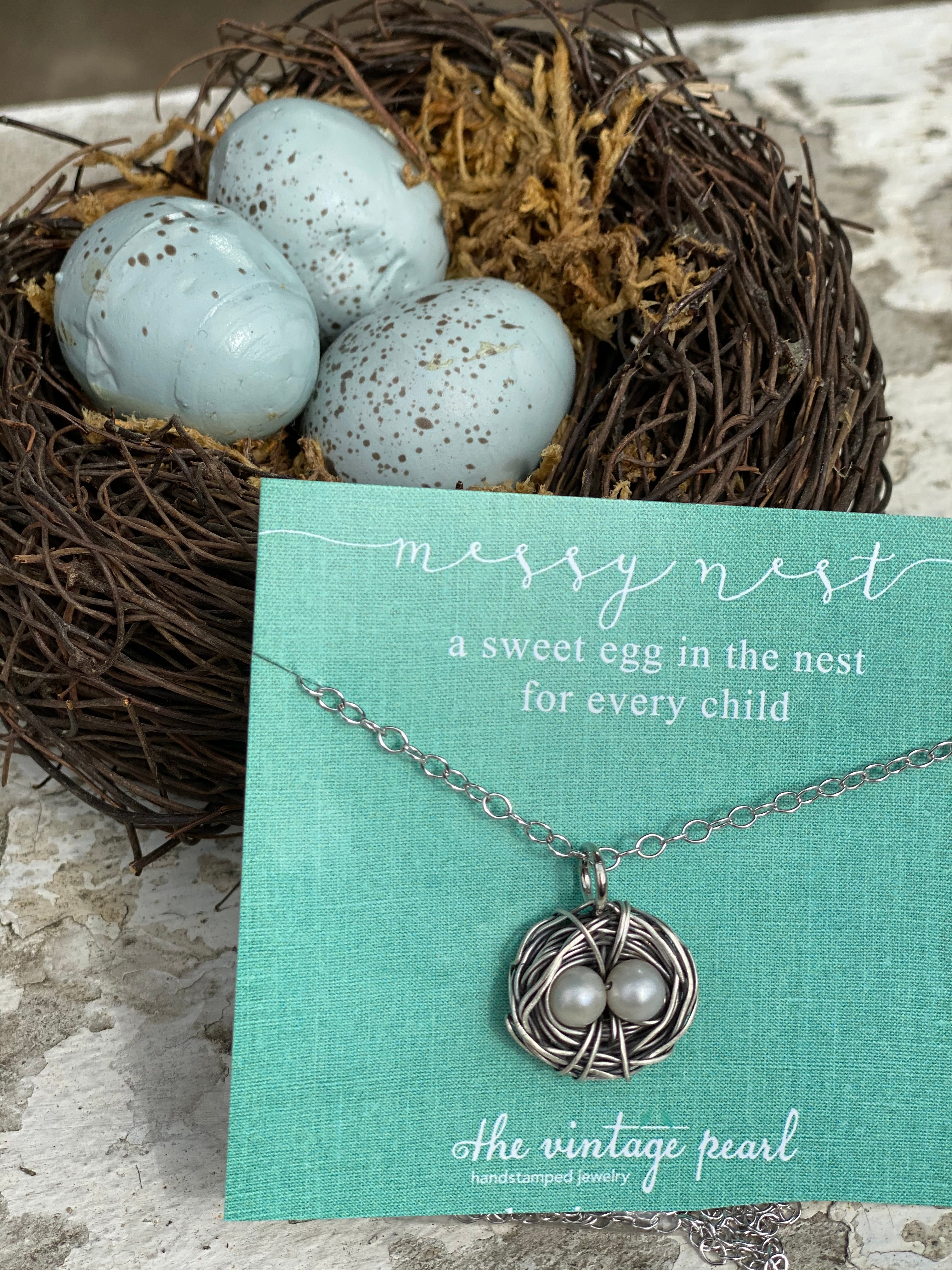 The Vintage Pearl Hand-Stamped Messy Nest Necklace from The Vintage Pearl