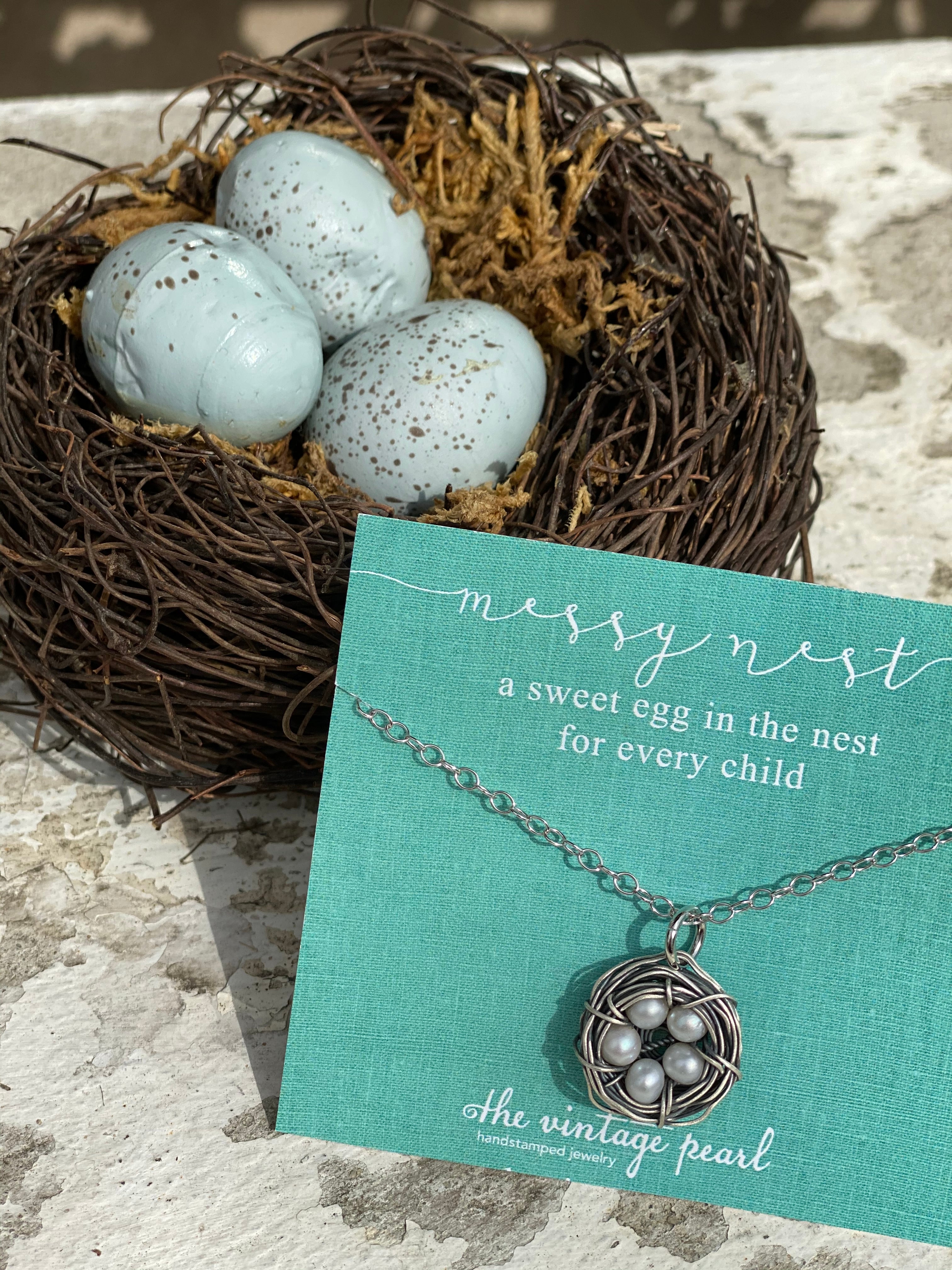 The Vintage Pearl Hand-Stamped Messy Nest Necklace from The Vintage Pearl