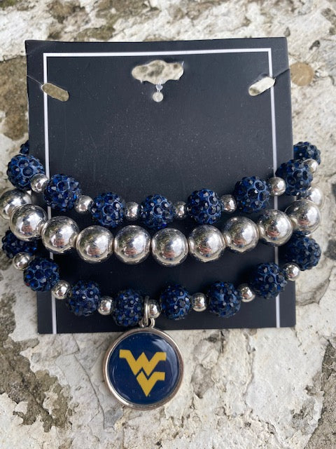 WVU Beaded Bracelets - Set of 3