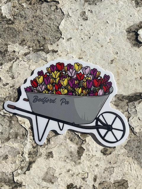 Wheelbarrow Full of Tulips Bedford PA Sticker
