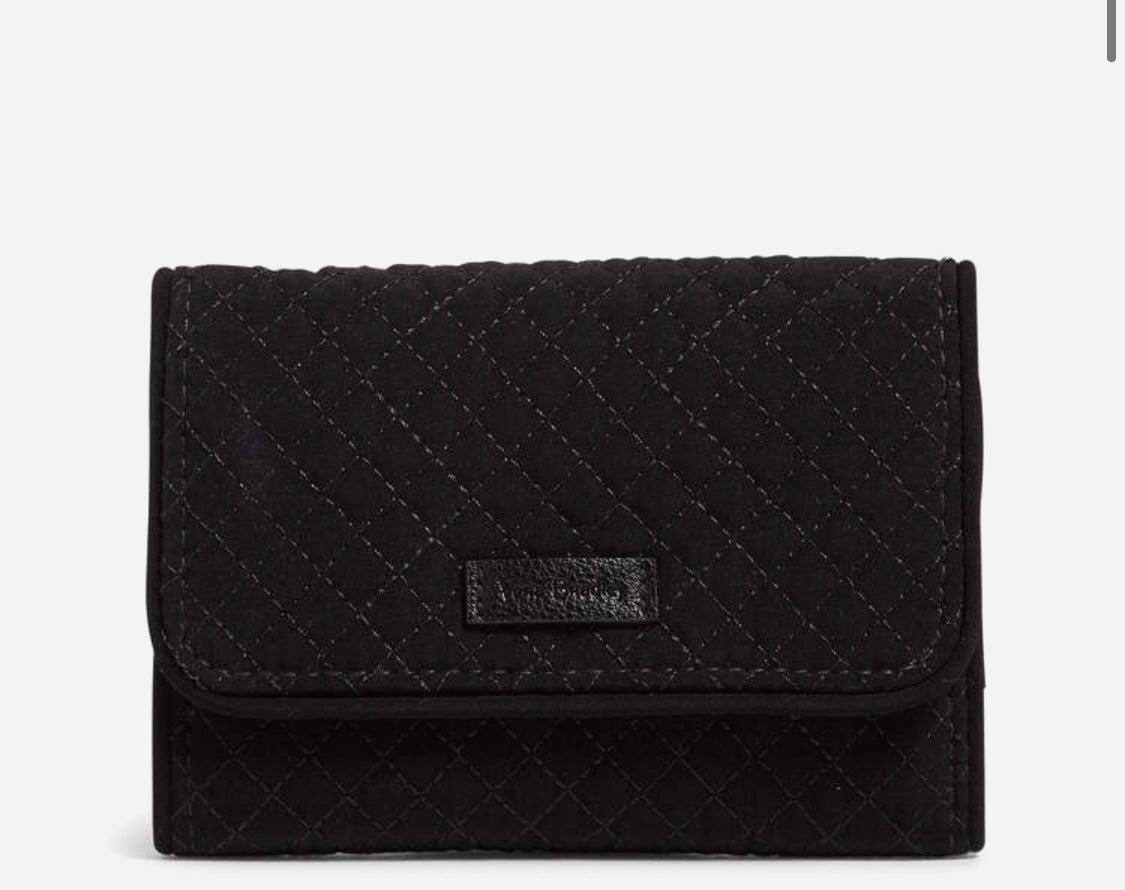 Vera Bradley RFID Riley Compact Wallet in Microfiber- Classic Black