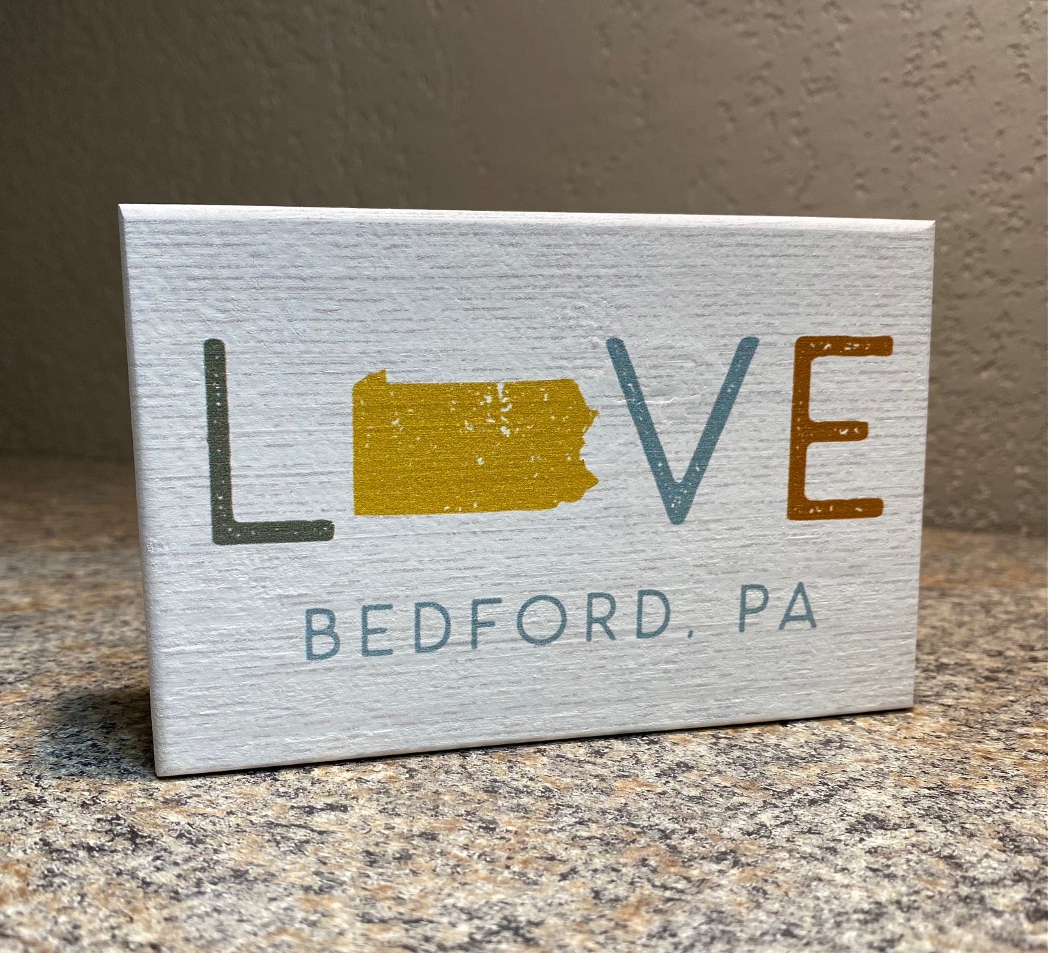Love - Colorful Bedford Pennsylvania Decorative Wooden Block Sign