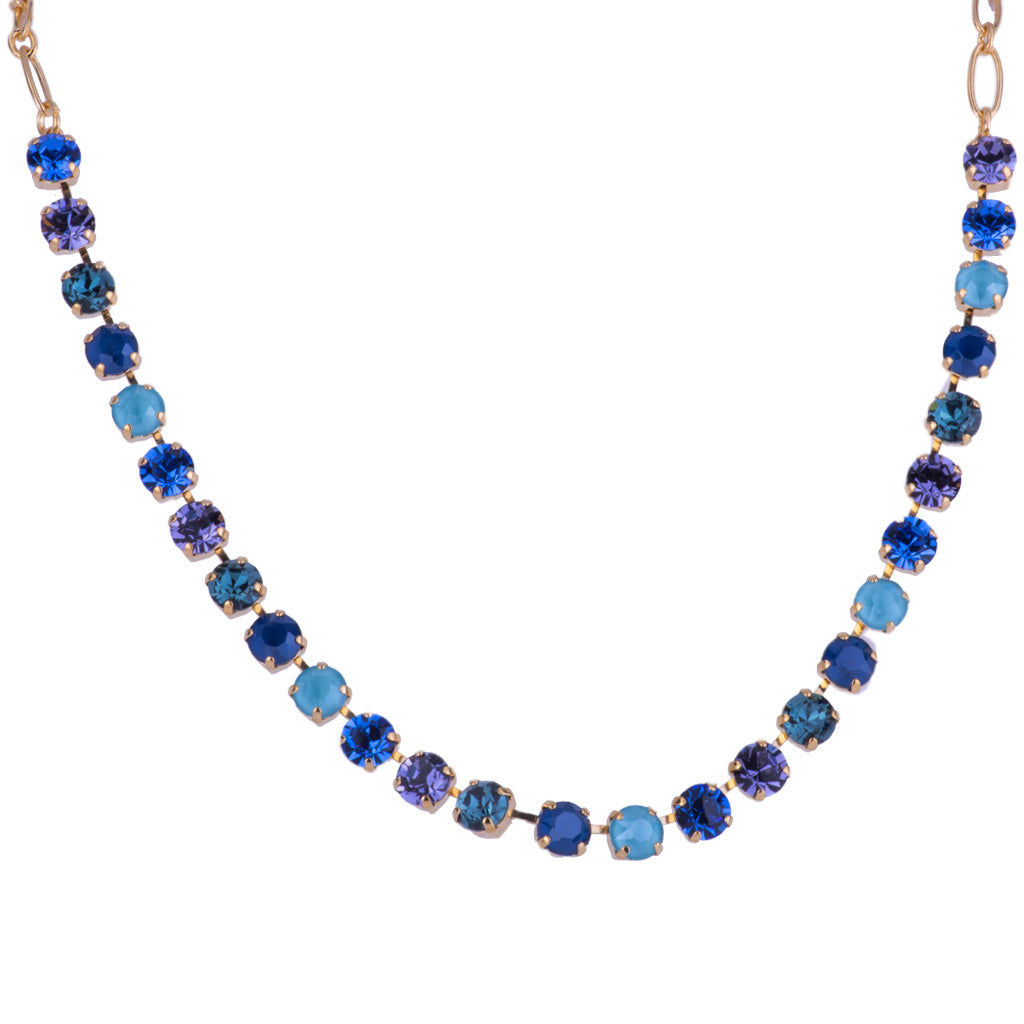 Mariana Gold Must-Have Everyday Crystal Necklace in "Electric Blue"