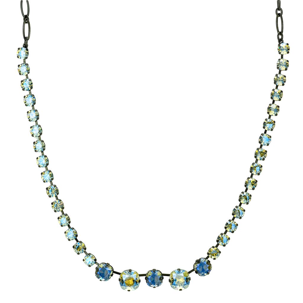 Mariana Gray Plated Cushion Cut and Round Crystal Necklace in Crystal Moonlight