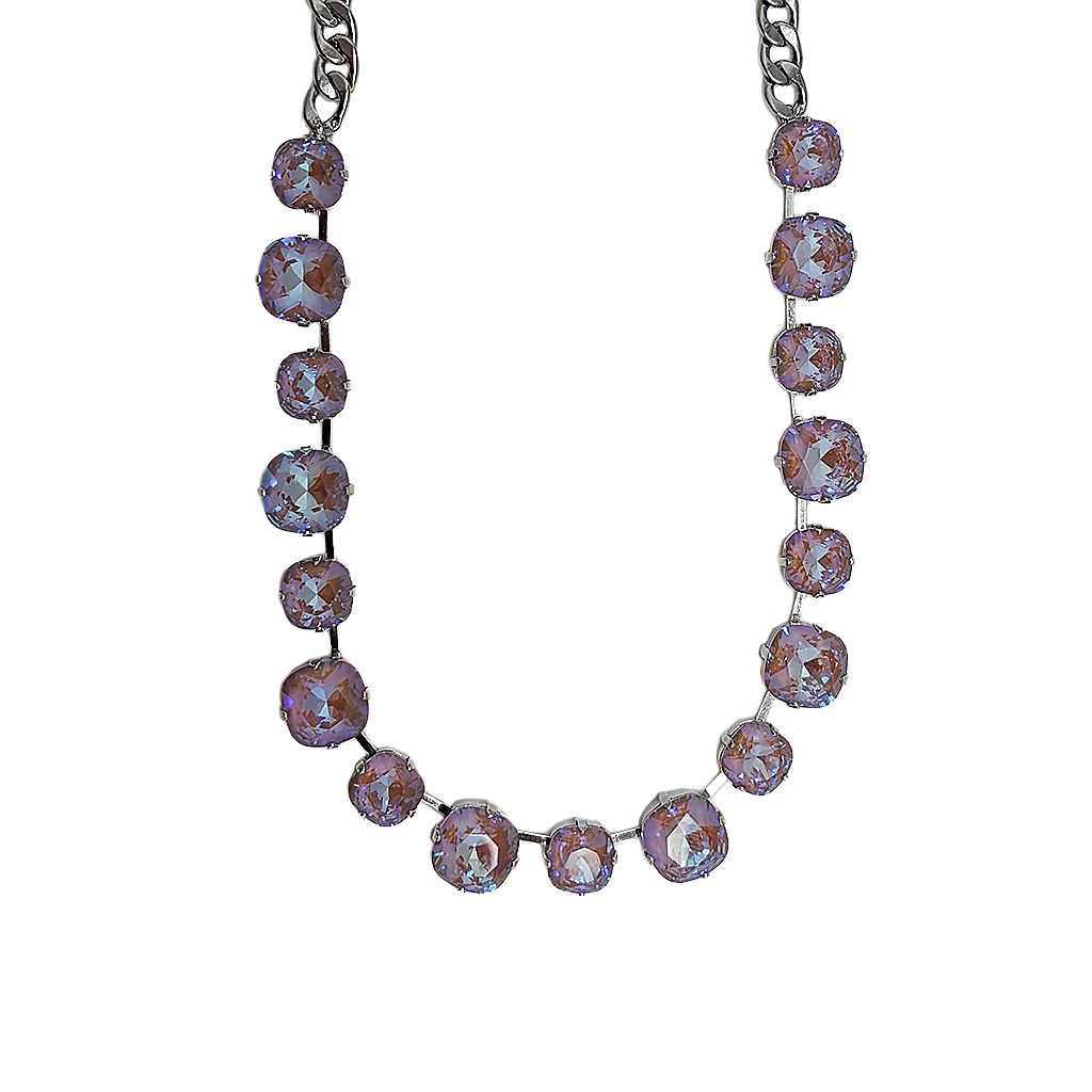 Mariana Silver Small & Large Cushion Cut Crystal Necklace in Sun-Kissed "Twilight"