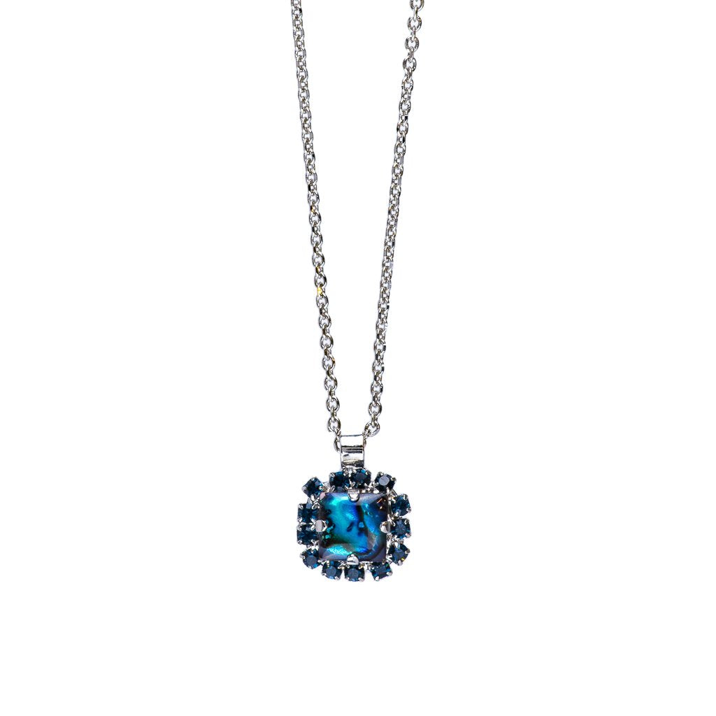Mariana Silver Square Halo Crystal Pendant Necklace in "Sleepytime"