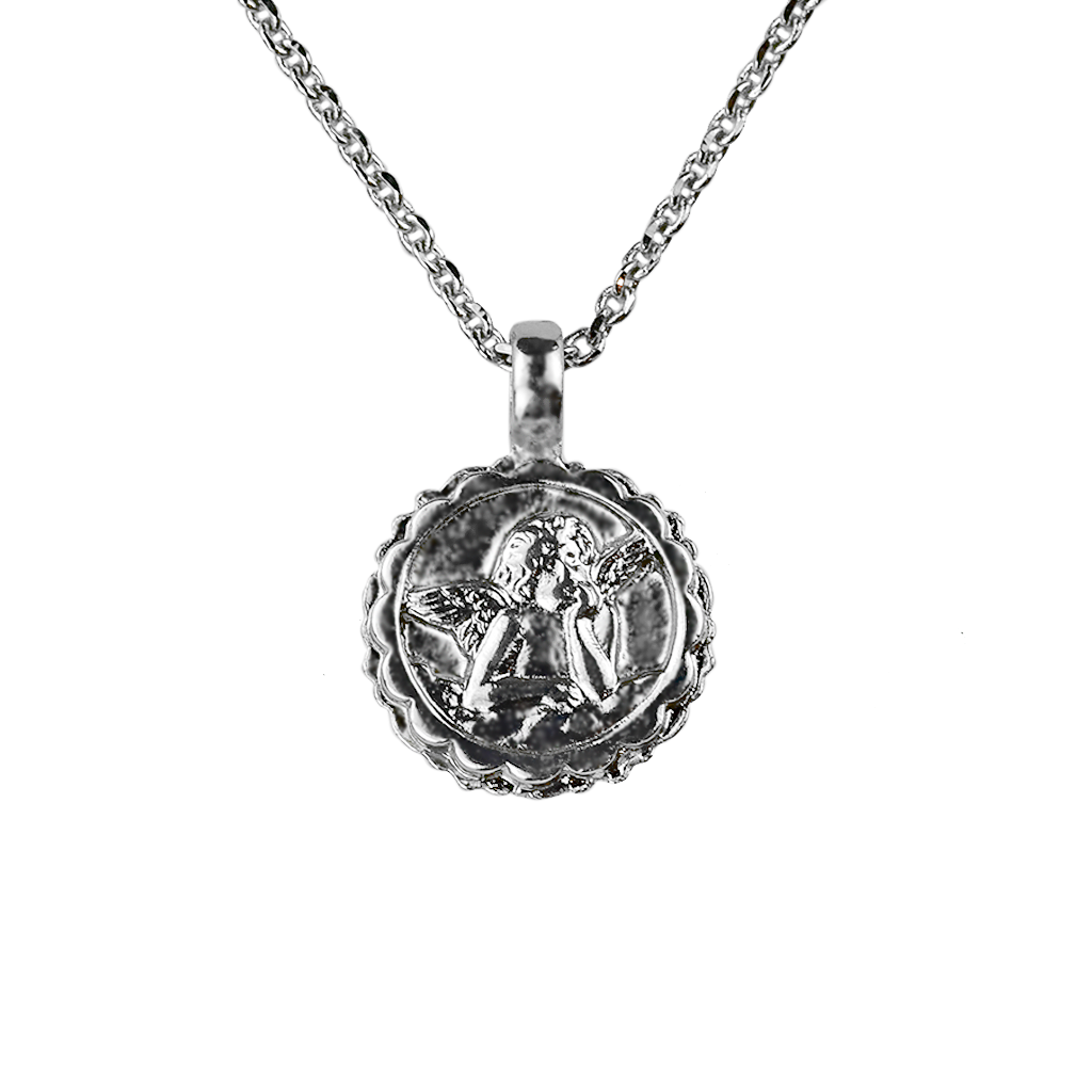 Mariana Silver Guardian Angel Necklace In July Birthstone: Ruby