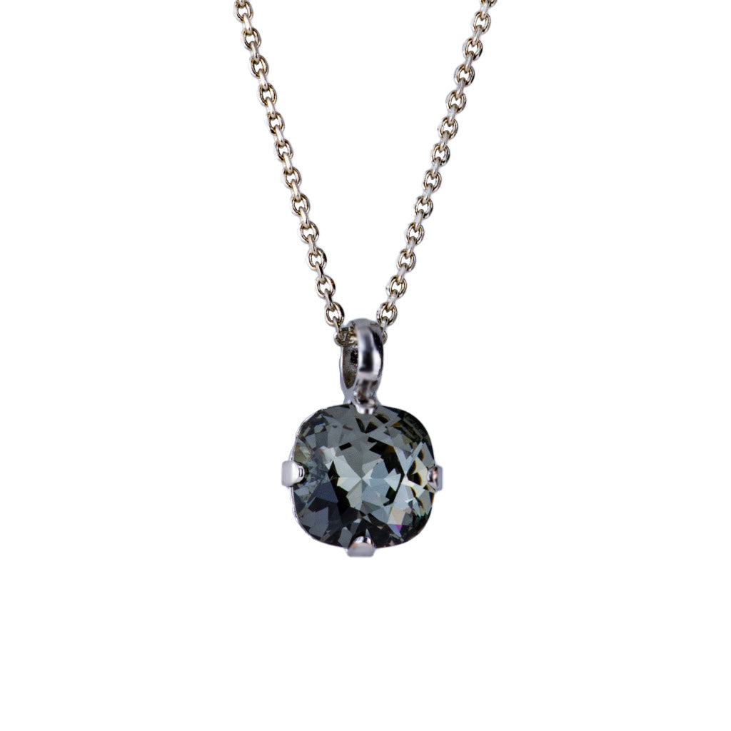 Mariana Silver Cushion Cut Crystal Pendant Necklace in "Black Diamond"