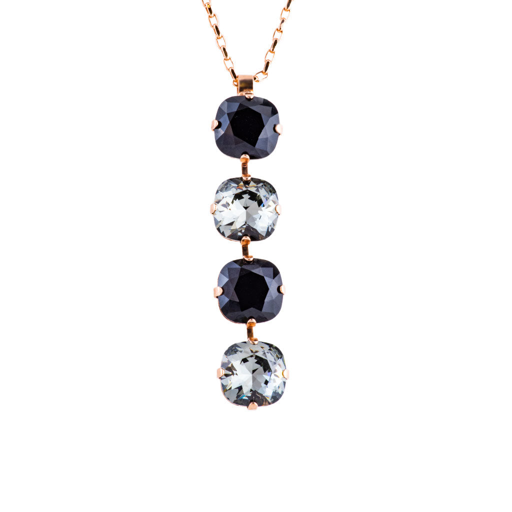Mariana Gray Plated Loveable Four Stone Cushion Cut Crystal Pendant Necklace in "Rocky Road"