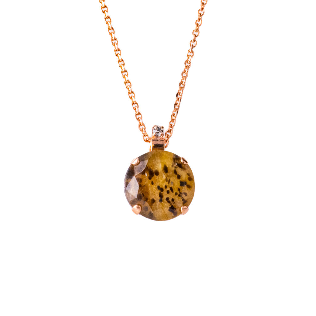 Mariana Rose Gold Extra Luxurious Single Stone Crystal Pendant Necklace in "Cheetah"