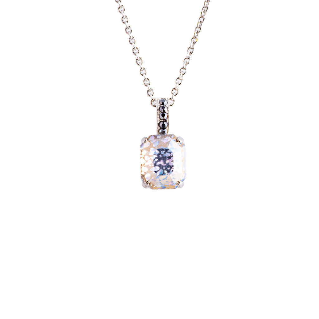 Mariana Silver Emerald Cut Crystal Pendant Necklace in "Rocky Road"