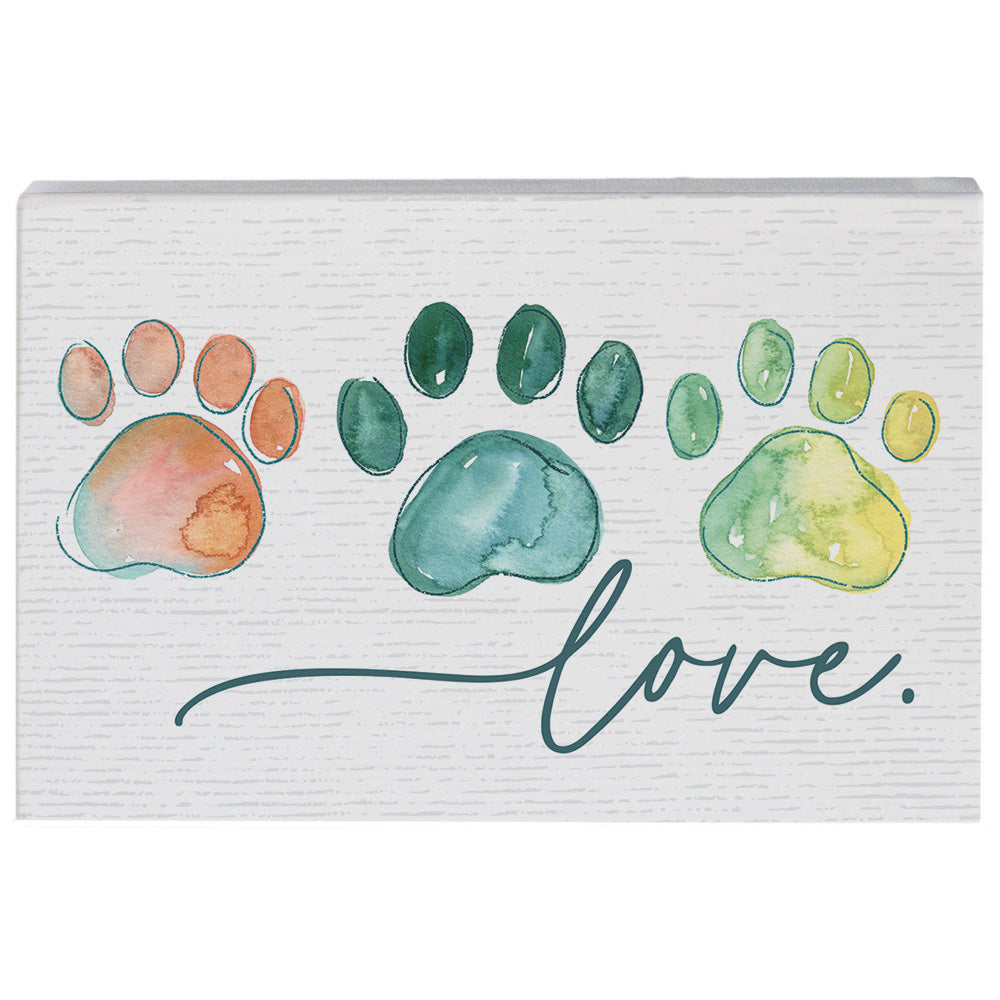 Small Colorful Paw Prints Love Wood Decorative Sign