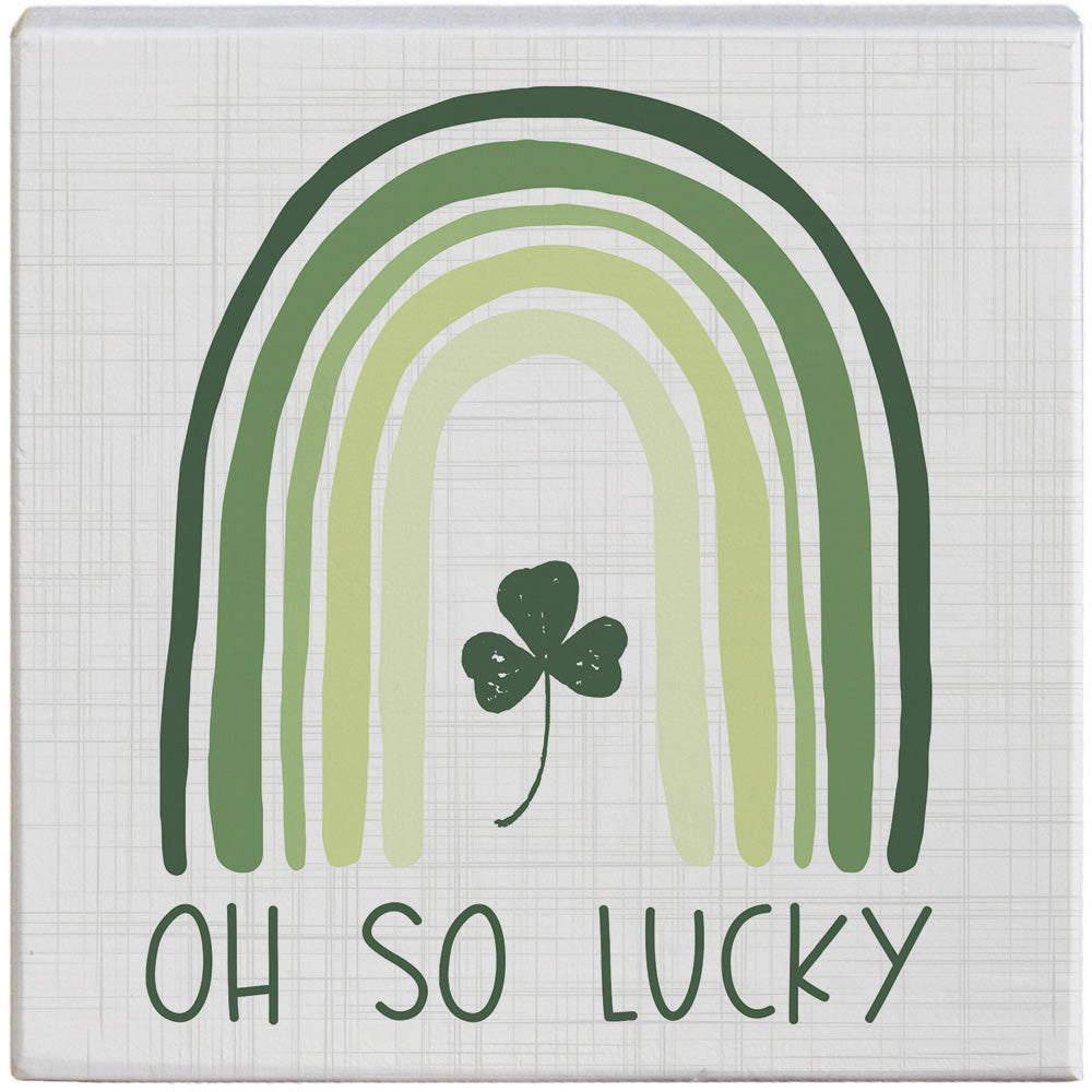 Oh So Lucky Square Wooden Decorative Sign