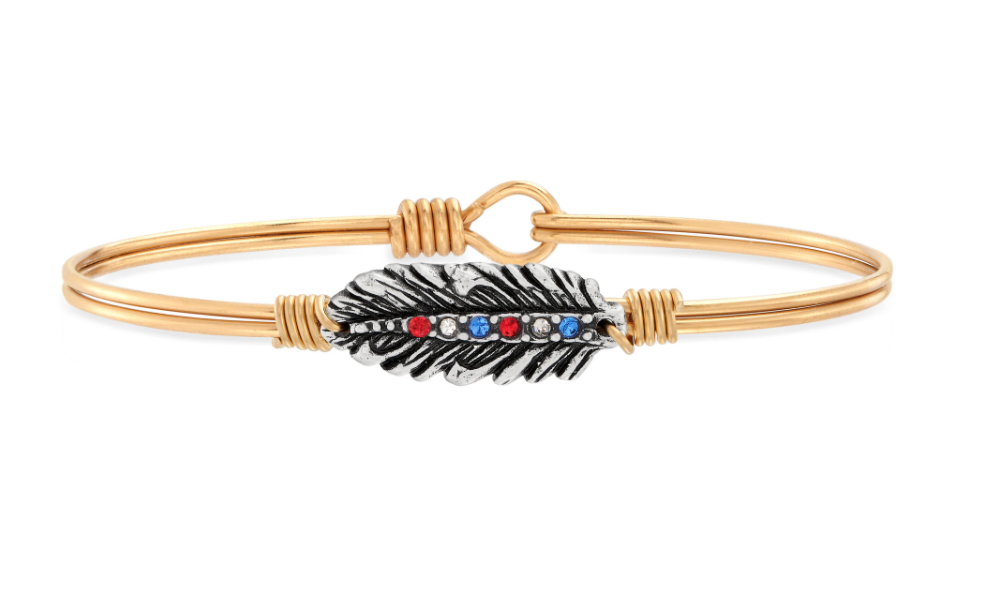 Luca + Danni Americana Crystal Feather Bangle Bracelet