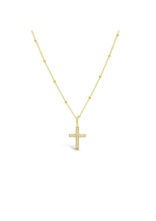 Stia Charm & Chain Necklace Pavé Cross in Silver or Gold