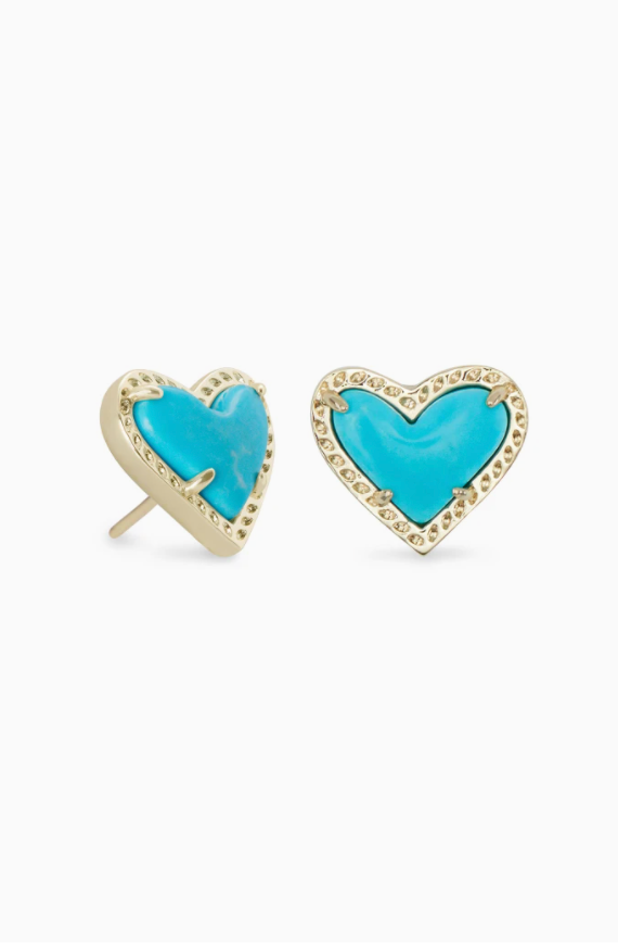 Kendra Scott Ari Heart Gold Stud Earrings In Turquoise Magnesite