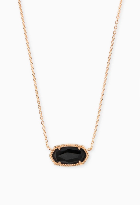 Kendra Scott Elisa Rose Gold Pendant Necklace In Black Granite