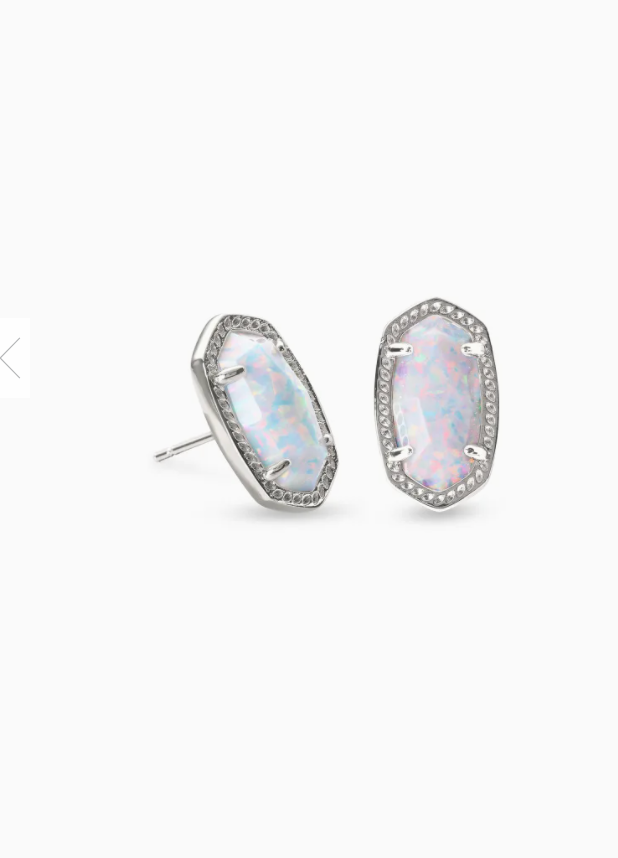 Kendra Scott Ellie Silver Stud Earrings In White Kyocera Opal
