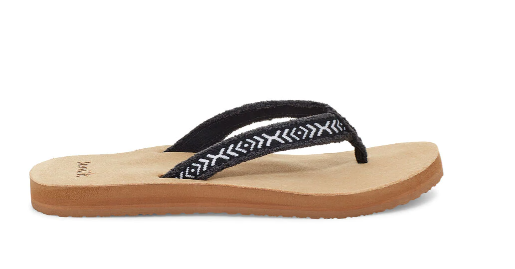 Sanuk Women's Fraidy Tribal Flip Flop Sandal - Black/White