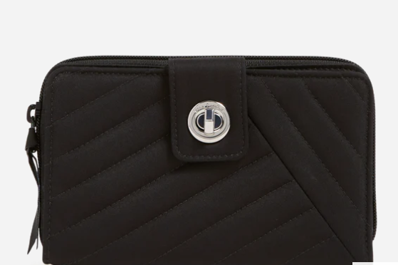 Vera Bradkey RFID Turnlock Wallet in Recycled Cotton-Black