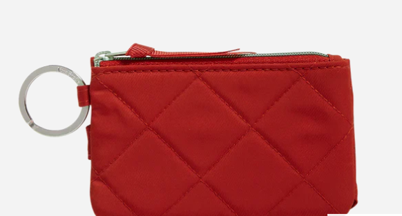 Vera Bradley RFID Deluxe Zip ID Case in Performance Twill-Cardinal Red