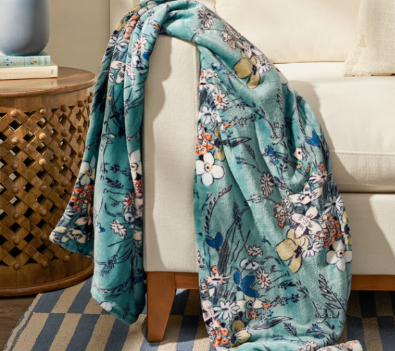 Vera Bradley Plush Throw Blanket in Fleece-Sunlit Garden Sage