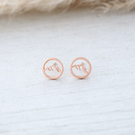 Snow Cap Mountain View Stud Earrings