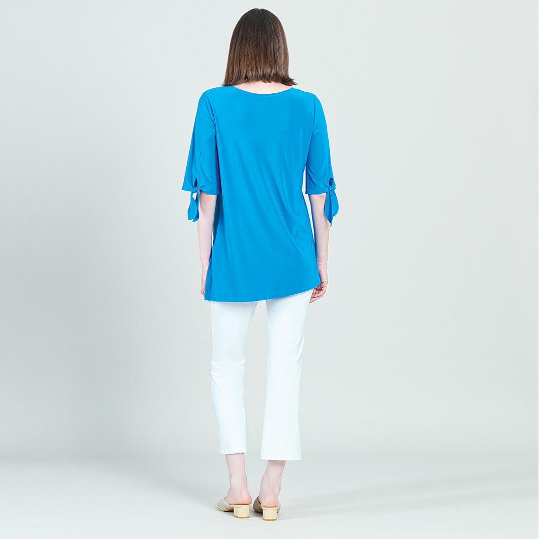 Clara Sunwoo Tie Cuff Asymmetrical Vent Tunic - Brilliant Blue