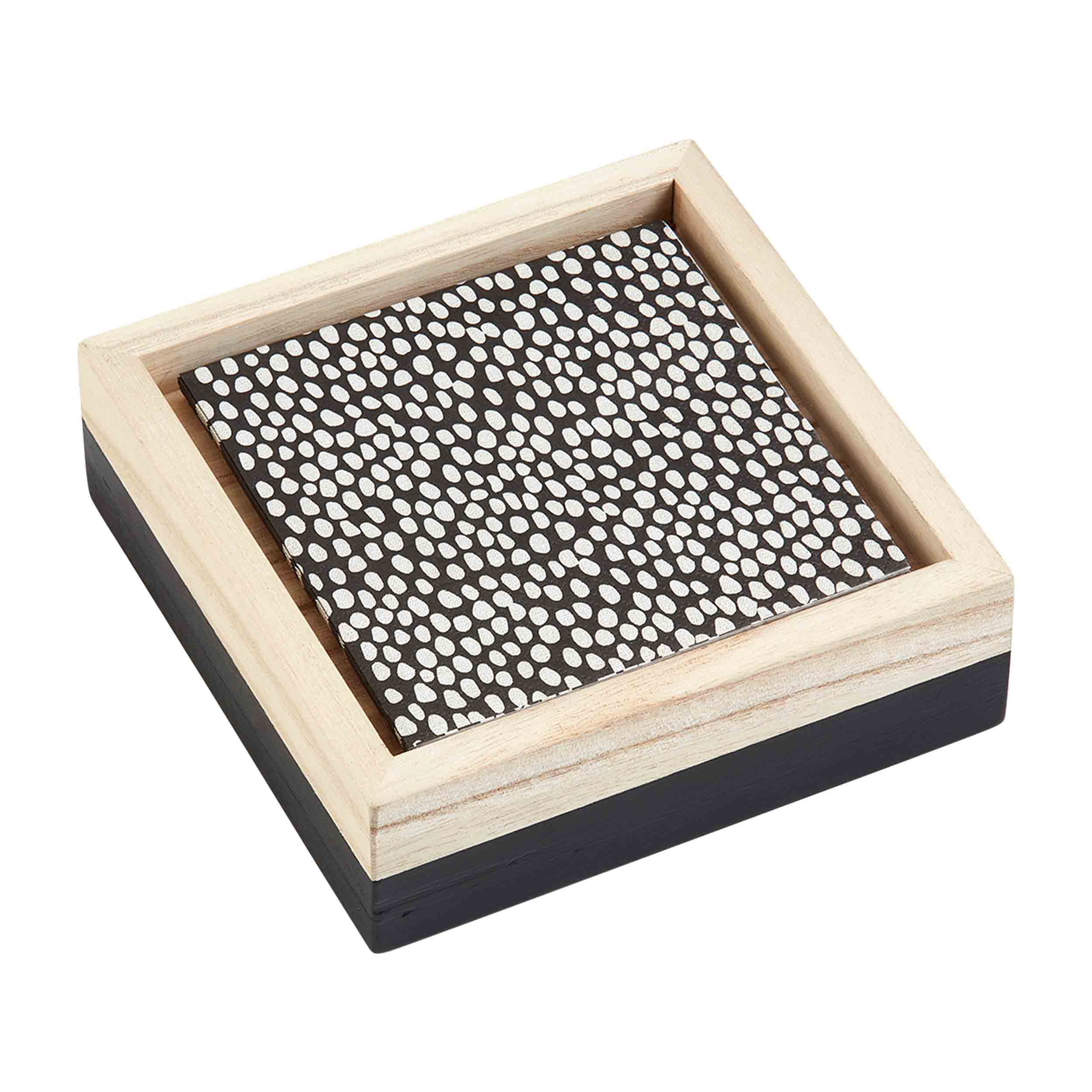 Mudpie Black/Natural Cocktail Napkin & Box Set