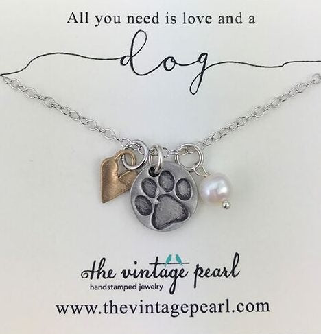 The Vintage Pearl All You Need Is Love & A Dog Necklace
