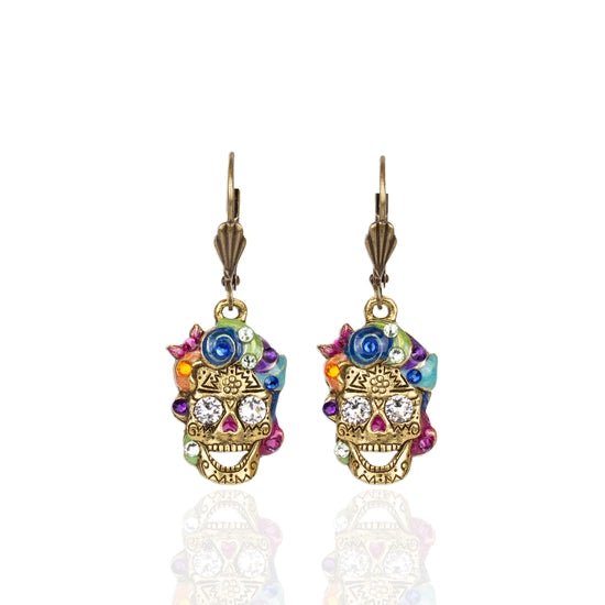 Anne Koplik Calavera Sugar Skull Crystal Earrings - Juli's Wearable Art