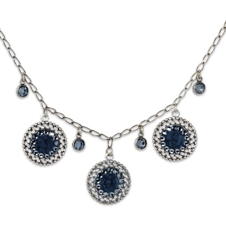 Anne Koplik Christa Enameled Silver Night Disk Necklace - Juli's Wearable Art