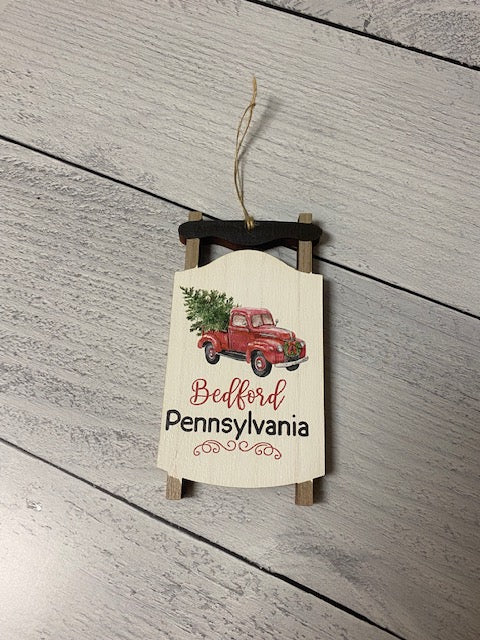 Bedford Christmas Sled Ornaments
