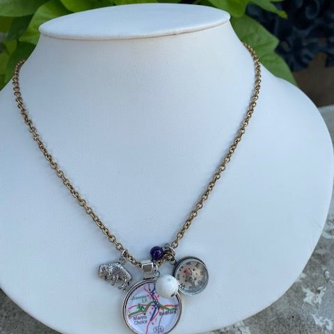 Bedford Hometown Compass Charm Necklace - Juli's Wearable Art