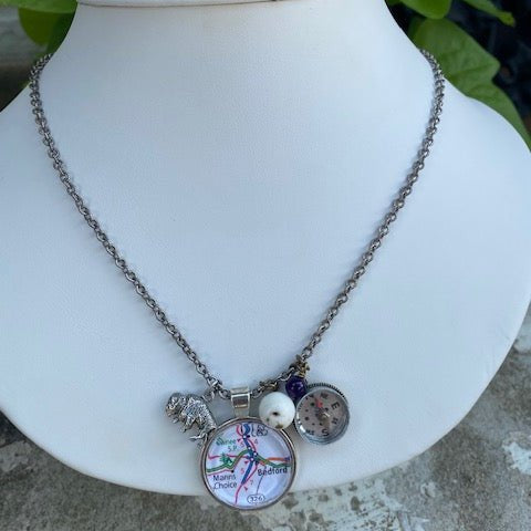 Bedford Hometown Compass Charm Necklace - Juli's Wearable Art