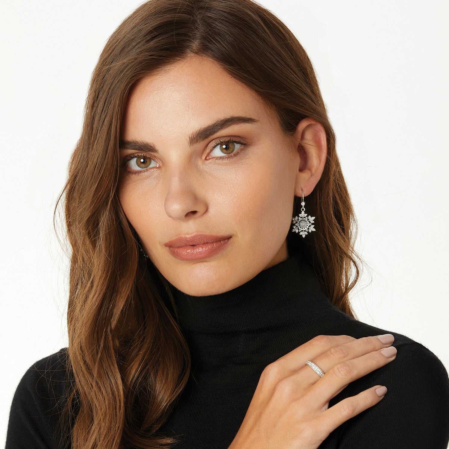 Brighton Glint Snowflake French Wire Earrings - Juli's Wearable Art